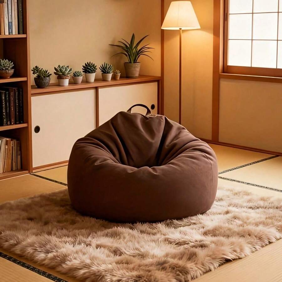 舒適豆袋椅套，適用於榻榻米、懶人沙發、懶人躺椅、戶外躺椅、室內懶人扶手椅，升級材質易填充，省空間設計，適合露營與居家裝飾，不含填充物
