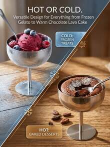 3 Styles Silver Stainless Steel Round High-Foot Dessert Cups, Large/Medium/Small Sizes, Multiple Specifications Available, Suitable For Summer Ice Cream, Desserts, Daily Home Use And Party Events Tableware Matching - Multicolor - View 8