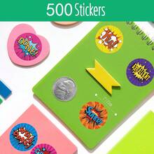 500pcs/Roll 1 Inch Colorful Amazing Stickers, 12 Patterns Wow Stickers, Cartoon Stationery Pencil Backpack Skateboard Decoration Stickers, Teacher Training Cartoon Graffiti Label Stickers, Cake Baking Envelope Gift Box Seal Stickers For Crafts, Scrapbooking, Envelope Decoration And Sealing - Cartoon - View 6