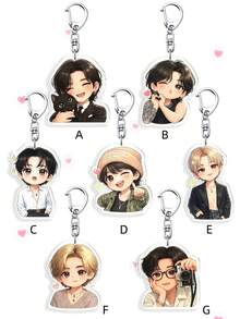 1/6pcs Arirang Album Cartoon Acrylic Keychain, Character Bag Charm, Suitable For ARMY Fans, Couple Gifts And Party Favors - Multicolor - View 10