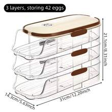 1-Piece Set With Two Rows And Three Layers Of Automatic Rolling And Replenishing Eggs, Egg Storage Box, Kitchen Refrigerator Timer, Dedicated Egg Rack Tray, Anti-Collision Design To Prevent Egg Damage And Waste - Multicolor - View 4