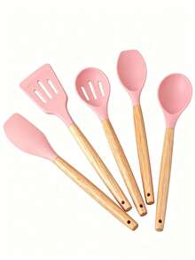 5/12/14/36pcs Kitchen Cooking Utensils Set,Non-Stick Silicone Cooking Kitchen Utensils Spatula Set With Holder, Wooden Handle Silicone Kitchen Gadgets Utensil Set - Multicolor - View 19