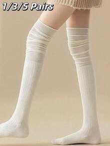 1 Pair Women's Over-The-Knee Socks - Elastic Thin Long Socks, Solid Color Knee-High Socks, Long Socks, Suitable For All Seasons, Outdoor Casual - Transparent Socks, Shoes, Boots, Over-The-Knee Boots, Loose Socks, Office Casual Wear, Sandals, White Socks, Women's Office Casual Wear, Socks > Transparent, Summer Boots, Over-The-Knee Boots, Over-The-Knee Socks, Leg Warmers, Summer Socks - Multicolor - View 5