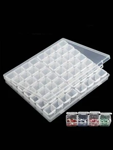 One Transparent Plastic Jewelry Organizer Box With 28/56 Removable Compartments. Suitable For Earrings, Rings, Necklaces, Beads, And Small Craft Items. Portable Organizer, Perfect For Travel, Back-To-School Season, And Valentine's Day. - Multicolor - View 12