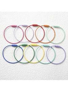 10pcs Candy Color Steel Wire Rings, DIY Keychain Jewelry Accessories, Sweet Ins Style Key Ring Pendant Buckle, Suitable For Girls - Colored Steel Wire Rings - View 3