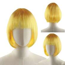 1pc Fashion Short Wig With Bangs, Multi-Color Anime Cosplay Wig, Short Straight Synthetic Bob Wig, Blonde Bob Wig With Bangs, Women's Short Blonde Wig, Suitable For Cosplay, Festivals, Anime Conventions, Celebrations, Fluorescent Multi-Color Cosplay - Multicolor - View 28