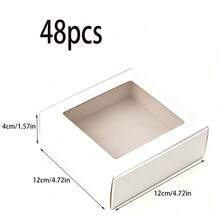 48/36/24/12/2pcs White Small Gift Boxes With Transparent Window, Jewelry, Soap, Candy Boxes, Handmade Crafts Packaging, Flat Bulk Pack, Suitable For Gifts, Crafts, Weddings, Parties, Bridal Showers, Brides, Wedding Decor, Birthday Decor - White - View 20