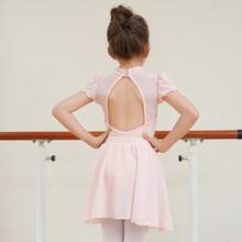 Girls Chiffon Wrap Ballet Skirt, Young Girl Professional Dance Skirt With Elastic Waist & Ties, For Dance Class, Gymnastics - Pink - View 6