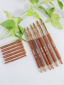 Olasalon 壓克力美甲刷，實木手柄，耐用、舒適且易於使用，適合居家 DIY 美甲與美甲沙龍 - 鏽棕色 - 查看 7