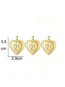 3pcs Fashion Stainless Steel 18K Gold Plated Heart Oval Portrait Relief Locket Pendant, Locket Photo Box With Flip Cover, DIY Unique Ideal Gift For Friends Birthday, Family, Mom/Grandma/Wife Anniversary Gift, Autumn Fashion, Casual, Vintage, Personalized, Daily Wear, Party, Mother's Day, Valentine's Day, Graduation, Wedding - Multicolor - View 30