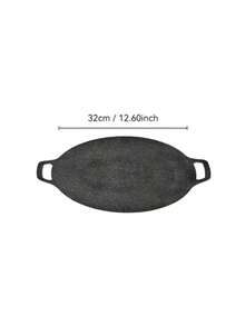 1pc Korean Style Round Griddle Pan, Dual Handle Design, Even Heat Distribution, Suitable For Searing Steak, Pork Belly, Seafood, Making Fried Rice, Pasta. Ideal For Home Indoor Cooking And Outdoor Camping, Picnic, BBQ Party. - Black - View 14