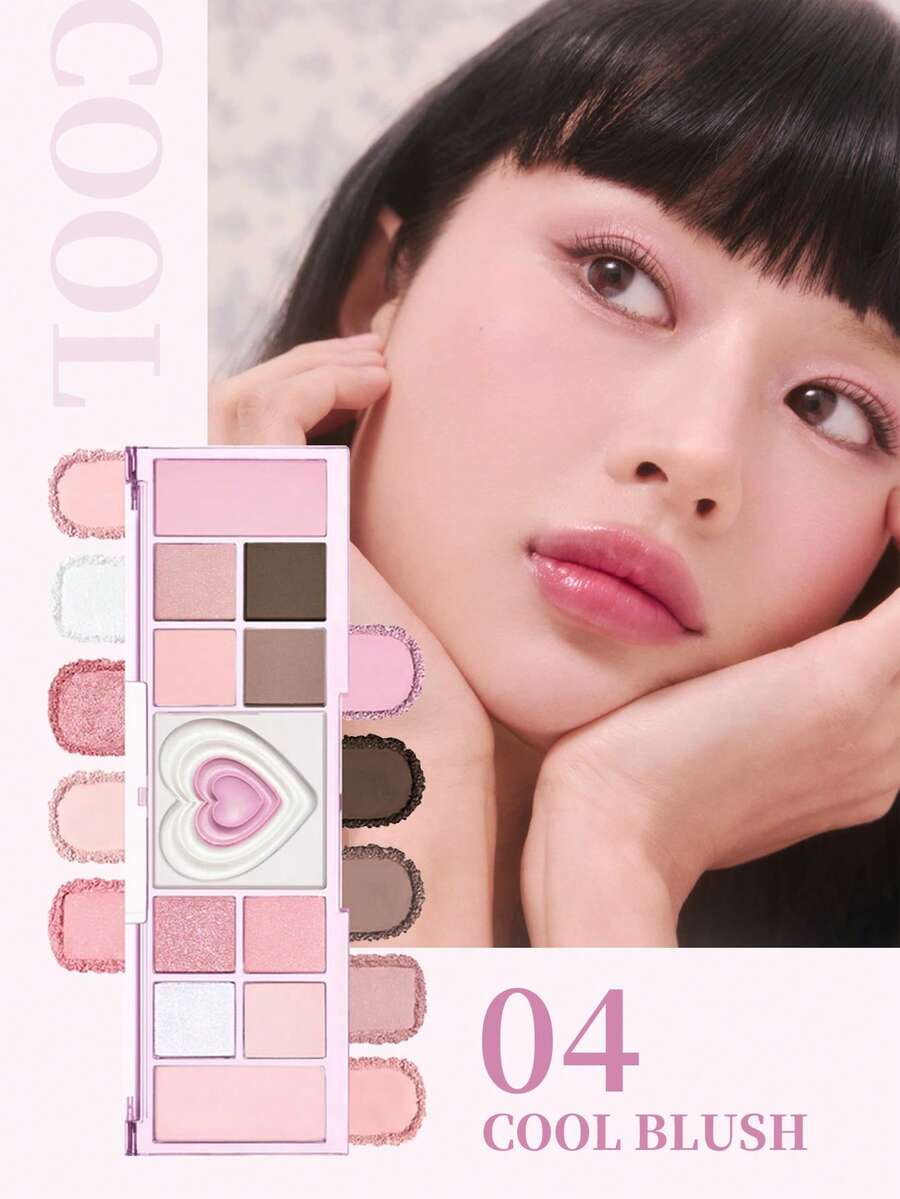 PERIPERA All Take Mood Like Palette #04 Cool Blush 1 盤,多功能冷調眼影腮紅打亮盤,冰感紫灰色調,適合橄欖色與冷色調膚色,日常旅行妝容與新手使用 - 04 冷調腮紅粉 - 查看 1