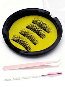 1 Pair Magnetic False Eyelashes, No Glue Needed, Long And Curly, Fluffy Cat Eye Effect, Reusable, Suitable For Daily Makeup, Cosplay Events, Party Looks And Date Nights, Perfect For Women And Girls Who Want Anime-Style Clustered Lashes - View 3