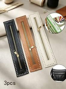Set de 3 piezas Kit de Manualidades para Hacer Bolsos de Crochet de Cuero PU - Incluye Correa, Base y Cierre con Cremallera - Agujeros Perforados Previamente para Tejer y Coser Fácilmente - Juego de Manualidades para Hacer Bolsos de Mano, de Hombro y Bandolera - Ideal para Principiantes, Regalos Festivos y Clases de Artesanía - Multicolor - View 18