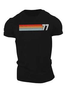 Men'S Summer T-Shirt With Short Sleeves From 1977 Retro Collection - 黑色 - 查看 1