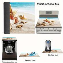 1pc Ocean Theme Starfish & Shell Style Kitchen Dish Drying Mat, Coffee Bar Mat, Stove Mat, Soft Bottom Diatomaceous Earth Draining Mat For Coffee Machine - Multicolor - View 5