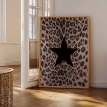 1pc Frameless Leopard Star Digital Print Y2K Aesthetic Apartment Poster Maximalist Room Decor Cheetah Printable Wall Art Aesthetic Apartment Living Room Bedroom Back To School Funky Posters Dorm Essentials - Fashionable Leopard Print - View 3