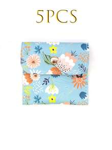 1/5/10/20pcs Fresh Floral Snap Button Jewelry Bags, Made Of Soft And Durable Fabric, Paired With Exquisite Gold Snap Buttons, Compact And Space-Saving. - Multicolor - View 15