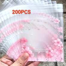 50/100/200入 自黏式包裝袋 粉色花卉與櫻花圖案 浪漫粉色花朵 適用於婚禮、派對、情人節、生日及其他活動禮品包裝裝飾 - 查看 9