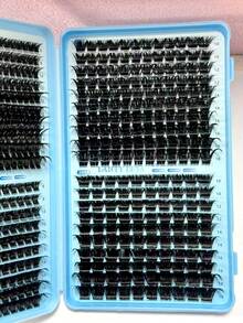 580pcs D Curl Mixed Length 8-16mm+10-18mm Fluffy Lightweight Natural Eyelash Extensions DIY Reusable Eyelash Clusters, Eyelash Clusters, D Curl Single Eyelashes, False Eyelashes - D - View 7