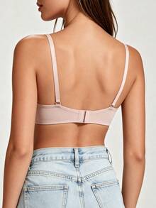 1pc Women's Comfortable Casual Wireless Soft Cup Solid Color Bra - Apricot - View 6