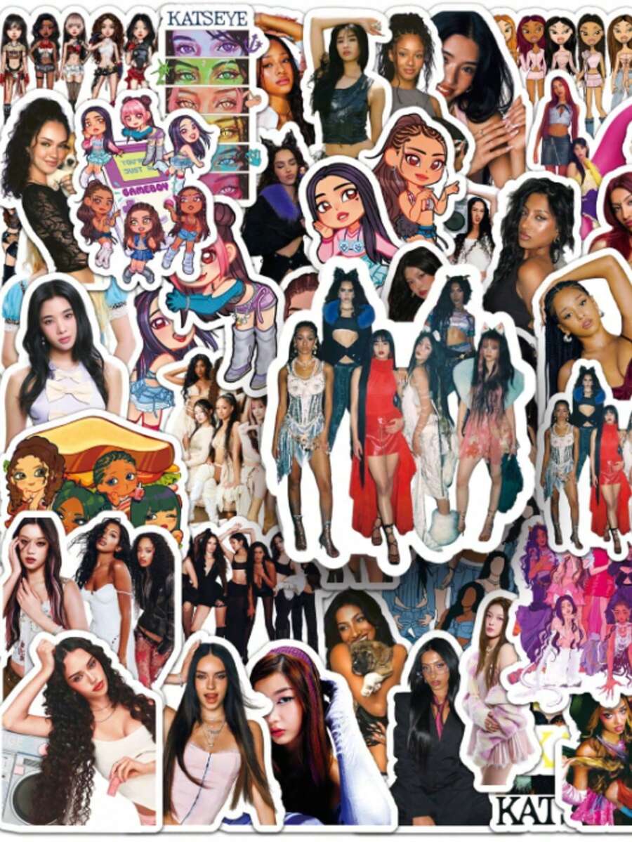 50張 K-Pop KATSEYE PINKY UP 貼紙 Katseye 禮品周邊海報裝飾乙烯防水貼紙,適用於筆電、手機、汽車、滑板、水壺、剪貼簿、計畫本、學校用品 - F - 查看 1