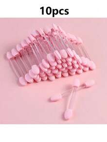 100/50/10 piezas de varillas aplicadoras de esponja de doble punta, varillas de esponja para sombra de ojos rosa con mango con purpurina, herramientas desechables para maquillaje de sombra de ojos y arte de uñas - Multicolor - Ver 10