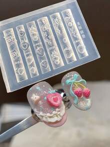 1pc Cute Fruit Basket Shaped Nail Art Mold, Strawberry, Orange, Apple, Lemon, Transparent Silicone Mold Accessory - Clear - View 11