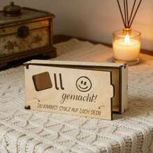 1pc Wooden Gift Box With "Toll Gemacht!" Pattern, Encouragement Commemorative Box, Decorative Gift Packaging Box, Suitable For Graduation, Achievement And Daily Motivation Gifts - View 5