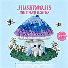 6 Styles Realistic Mushroom Micro Particle Building Blocks, Multi-Color Cute DIY Assembly Decor, ABS Resin Educational Stress Relief Children's Handmade Model, Healing Atmosphere Desktop Display Cabinet Collection Decoration, Parent-Child Interaction Multi-Holiday Gift - Multicolor - View 15