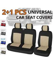2+1 Fundas para asientos delanteros del coche, fundas para asientos del coche de una y dos filas, juego de protectores de asientos de coche impermeables con reposacabezas, compatible con airbag, ajuste universal para la mayoría de sedanes, SUVs y camionetas - Tipo A - Ver 3
