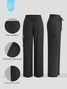 cimmuovere Women's /Nursing Pants, Comfortable Pants, Solid Color Simple Multi-Pocket Zipper Pants Black Spring - Black - View 1
