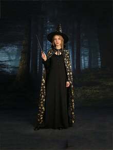 Best-Selling Christmas Hooded Cape - All Black Grim Reaper Demon Witch Long Cloak - Stage Makeup Performance Prop - Event Cosplay Prop - Suitable For Halloween, Christmas, Birthday Party And Other Occasions, Gift For Family And Friends - Multicolor 1 - View 5