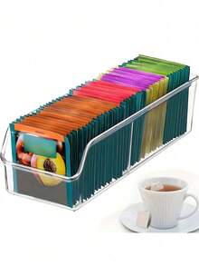 Tea Bag Organizer, Tea Bag Storage Box, Clear Acrylic Tea Bag Holder, Clear Storage Holder Storage Bins For Tea Bag, Sugar Packet, Coffee Bag, Spice Pouches, Multifunctional Plastic Organizer Box - Multicolor - View 9