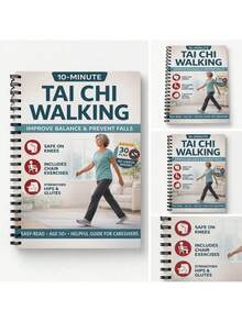 10-Minute Tai Chi Walking 30-Day Guide, Tai Chi Walking Practice Book, Gentle Exercise Plan For Adults Over 50, Restore Strength, Flexibility And Balance - Gentle Chair Yoga Exercises, For Home And Office Use, Senior Chair Exercises, Simple Illustrations - Multicolor - View 2