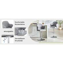 Modern Bar Stool Set (Set Of 2) / High-Quality Linen Bar Stools, -Plated Steel Frame / Easy To Install / High Load Capacity / Suitable For Home Bars And Restaurants - 灰色 - 查看 7