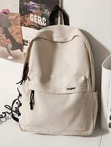 1 pieza Mochila casual de moda de gran capacidad en color negro, adecuada para uso diario de niñas, escuela y salidas - Multicolor - Ver 4