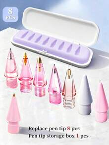8/12pcs Upgraded Replacement Tips, Compatible With Pencil Pro, Apple 2nd/1st Gen USB-C And Crayon Digital Pens, With Storage Box Needle-Shaped Tips, Pro Pen Set - Multicolor - View 10