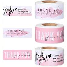 120pcs Pink Long Strip English Thank You Doodle Roll Stickers THANK YOU FOR YOUR ORDER 75*25MM Very Suitable For Small Business Owners Baking Catering Packaging DIY Decoration Candy Bags Flower Gift Boxes Cake Boxes And Packaging Wedding Stickers Christmas, New Year And Other Holiday Parties - Pink English Thank You - View 8