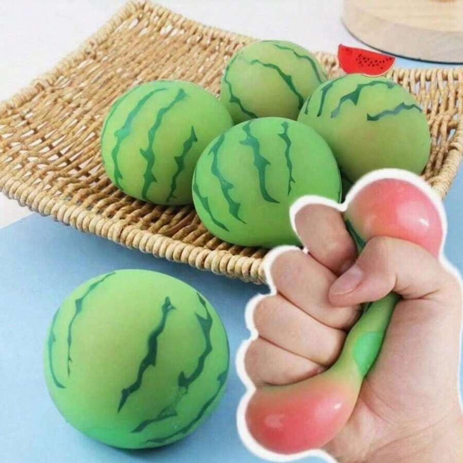 1 pieza Juguete antiestrés de sandía de verano, juguete de punta de dedo, juguete de apretar de rebote lento