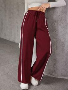 A&DD MODA, REF: ADD8823, Women's Elastic Pants, Casual, Wide, Breathable, Fine Silk, Icy, Light, Comfortable, Casual, Elegant, Modern, Stylish, Premium Quality, All Day Comfort, Perfect For Summer, Soft Touch, Freshness, Ideal For Heat. - 酒紅色 - 查看 2