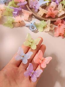 10/20/30pcs Light Color Morandi Jelly Butterfly Hair Claws, Women's Side Clips, Forehead Bangs Clips, Braid Clips, Mini Elegant Princess Hair Accessories (Random Color) - Multicolor - View 4