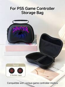 Cyberpunk Colorful Design Spider Web Pattern Game Controller Storage Bag, Suitable Compatible With PS5 Game Controller/Game Console Controller Storage Bag, Comes With 2 Game Controller Joystick Caps, Dust-Proof And Scratch-Resistant, Protects Your Beloved Console, Best Gift For Switch Game Players - View 3