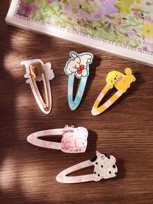 5 Stücke süße Dopamin Welpen- & Katzen-Cartoon Haarspangen, Damen Seitenclips, Pony- & lose Haarclips, Acryl Haarspangen, lässige tägliche & Party Haaraccessoires - Verschiedenfarbig - Übersicht 2