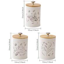 Myrothcane 3Pcs Vintage Cream Metal Canister Set With Bamboo Lids, Coffee Sugar Tea Printed Airtight Storage Jars, Farmhouse Kitchen Counter Dry Food Container Organizer - White - View 15