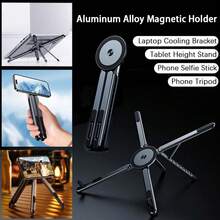 Laptop Stand, Adjustable Foldable Aluminum Alloy Desktop Accessory, Desktop Stand And Phone Holder, Multi-Functional Portable Laptop Stand, Suitable For Work, Study, Home Office, Travel, Compatible With Laptops, Tablets And Smartphones - View 3
