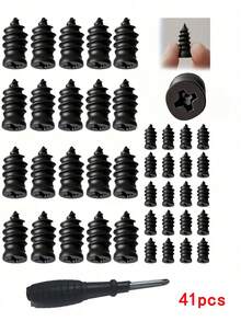 41Pcs 2 Sizes Spiral Tire Repair Rubber Nails Kit, Tubeless Vacuum Tire Screw Plugs With Screwdriver, Emergency Self-Service Puncture Fix For Car Motorcycle E-Bike Automotive Tool - Multicolor - View 12