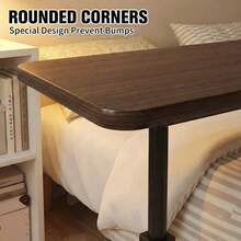 Height Adjustable Nursing Bed Table With Wheels, Movable Living Room Sofa Computer Table, Standing Table, C-Shape Table, Bedroom Side Table, Suitable For Bedside Bedroom, Living Room Sofa, Office - Black Walnut - View 7