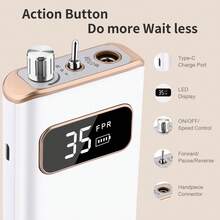 enniewi 電動美甲修甲機，便攜式美甲修甲套組，配備可充電底座，無線電動美甲機，適用於去除凝膠和壓克力美甲，家用沙龍足部與手部護理工具 - 香檳色 - 查看 8