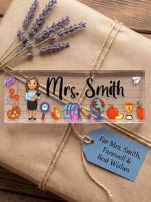 Customized Photo Cartoon Teacher Acrylic Desktop Nameplates, 1/3/5-Piece Sets, Classroom Desktop Decoration Gifts For Teacher's Day, Suitable For Graduation Season, New Teacher Induction Ceremony, Teacher's Day, And School Commendation Activities. - Multicolor - View 7